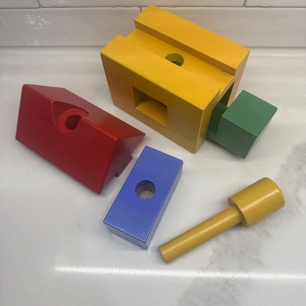 Vintage IKEA Primary Colors Wooden House Toy Puzzle 1980's-90's - Fast Shipping!
